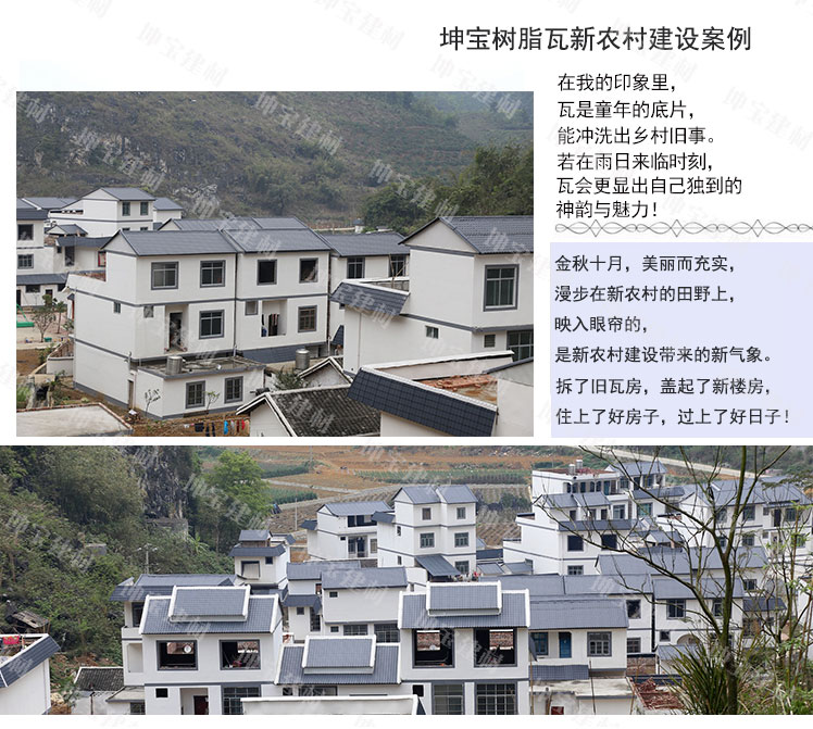 2.5mm合成樹(shù)脂瓦新農村建設案例